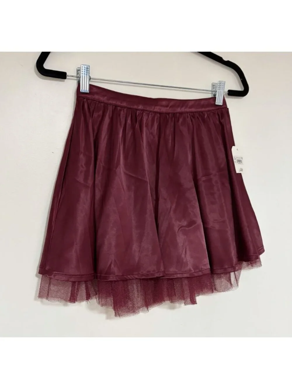 Altar’d State Burgundy Satin Tulle Whimsigoth Women’s Skirt Size XXS NWT